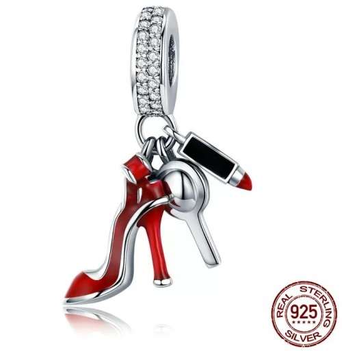 S295 Shoe & Lipstick Dangle Charm fits Pandora Snake Chain Bracelet