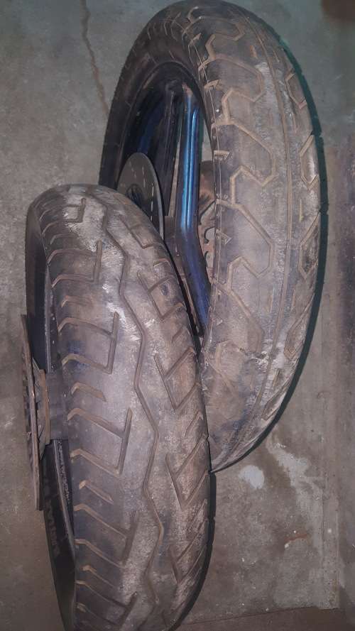 Motorbike tyres and rims.130/90/17 and 110/90/19