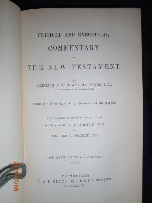 MEYER'S COMMENTARY ON THE NEW TESTAMENT. 20 VOLUMES