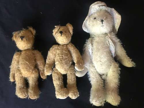 3 X Vintage Teddy Bears with moveble limbs