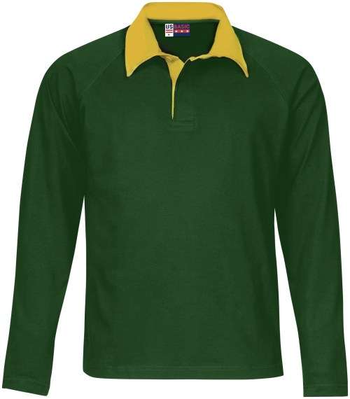 Mens Long Sleeve Golf Shirt - Green & Gold