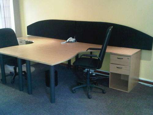 L Shaped/  2 Draw Office Desk (Includes Free Chair and Carpet Protector) x 2