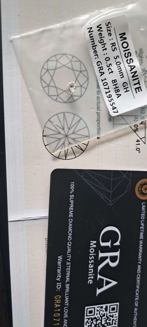 0.5ct White GH Color VVS1 Round Moissanite Stone Loose Gemstone With GRA Certificate