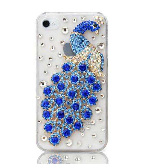 Blue Crystal Peacock Cellphone Cover For Iphone 4 Iphone 4s