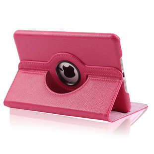Rose Pink PU Leather Tablet Case Cover Stand For Apple IPad Mini Rotates 360 Degrees