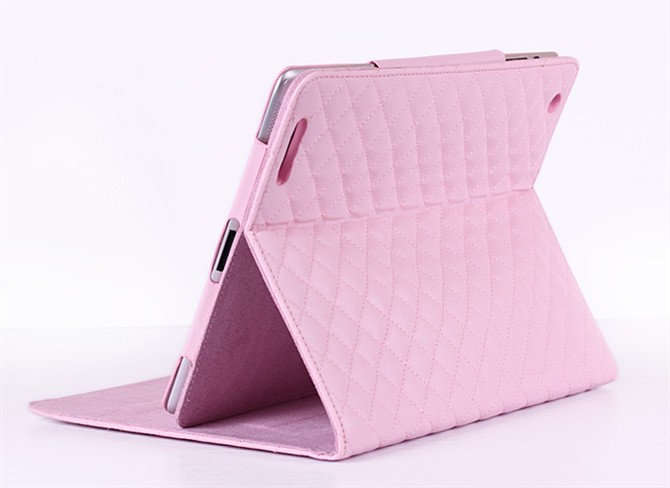 Rhombic Blocks Tablet Case Cover Stand For Apple Ipad 2 3 4 New Ipad - Pink