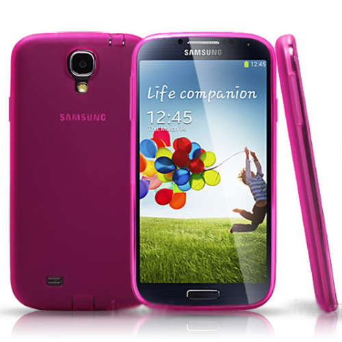 TPU Soft Cellphone Case With Port Dust Cover For Samsung Galaxy S4 I9500  Cellphone Cover Hot Pink