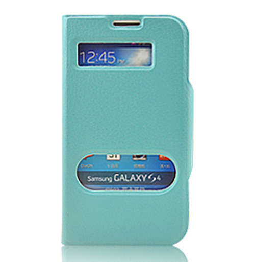 View Cover Cellphone Case Cellphone Cover Stand For Samsung Galaxy S4 I9500 - Light Blue