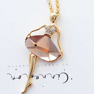 Beautiful Crystal Girl Pendant Long Necklace Fashion jewellery Sweater Chain