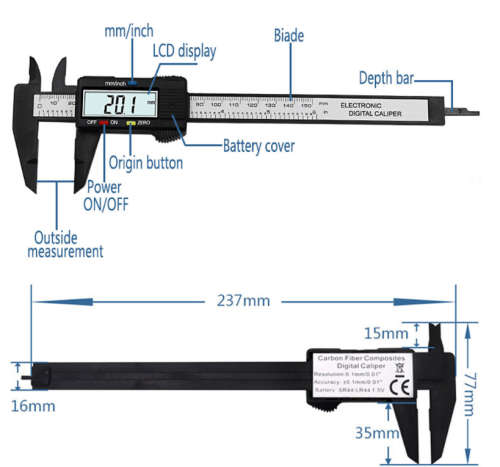 Digital Caliper 6 Inch 150mm Micrometer LCD Gauge Vernier Electronic Measuring Ruler