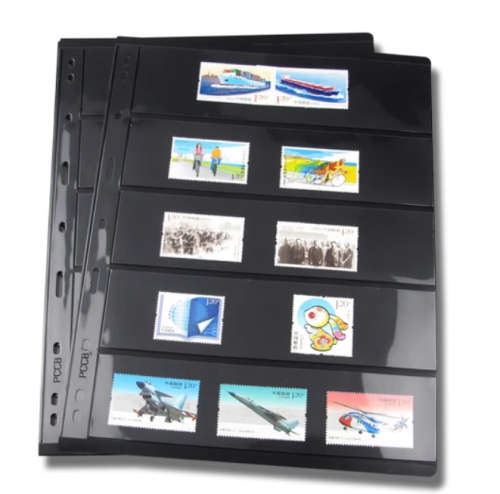 Stamp Banknote Sleeve Coins Notes Accessories A4 Black 5 Pocket Album Binder Page