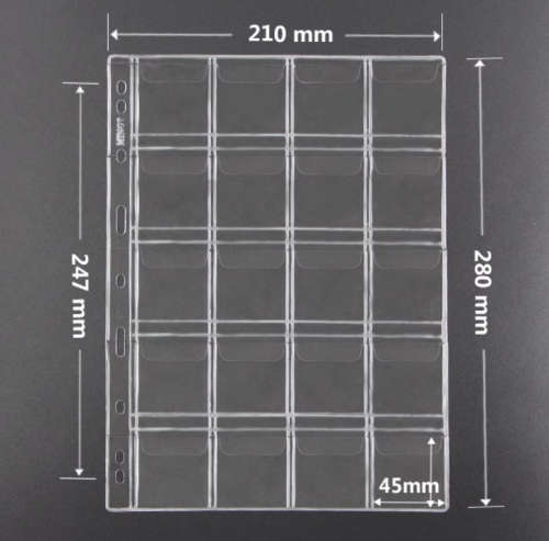 Universal Coin Album Page --A4 20 Pocket Page