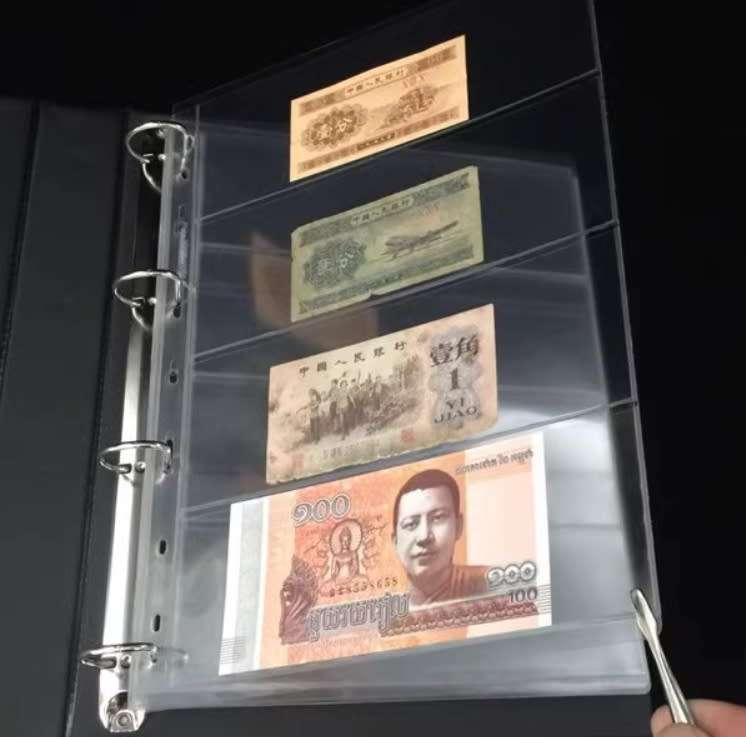 10 x Stamp Banknote Sleeve A4 Clear 4 Pocket Album Binder Page