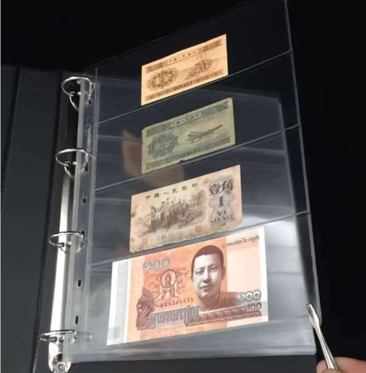 10 x Stamp Banknote Sleeve A4 Clear 4 Pocket Album Binder Page