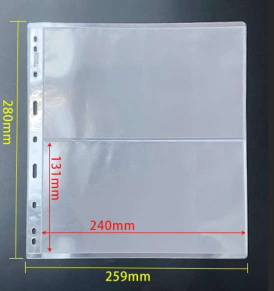 10 x Stamp Banknote Sleeve Coins Notes Accessories A4 Clear 2 Pocket Album Binder Page