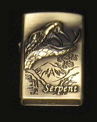 Lighter Feature Gift Series, Antique Copper / Brass Flint Type with Serpent (Snake Head) Embossed