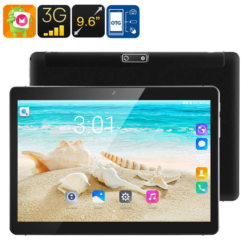 3G Android Tablet PC - 9.6 Inch HD Display, Android 6.0, Dual-IMEI, 3G, Google Play, OTG, Quad-Core