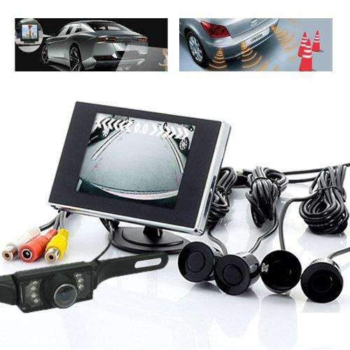Waterproof Car Parking Kits: 4 Sensors + Wireless Camera + 3.5" Rearview Monitor