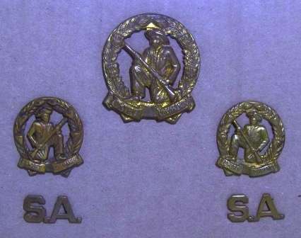 Skiet Kommando (Skiet Piet) Brass Cap, Collar and Name Tag