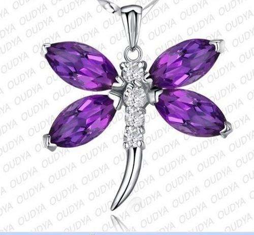 Amethyst dragonfly pendant