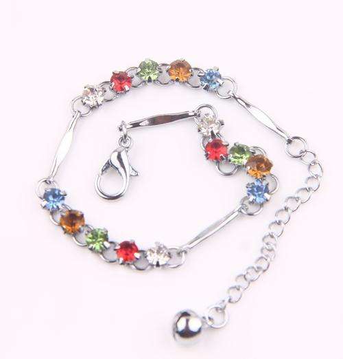 Mixed colour crystals ankle bracelet