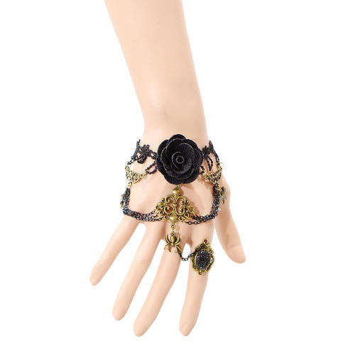 Black lace flower bracelet