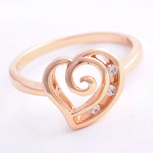 Cubic zirconia rose gold filled heart ring size 6