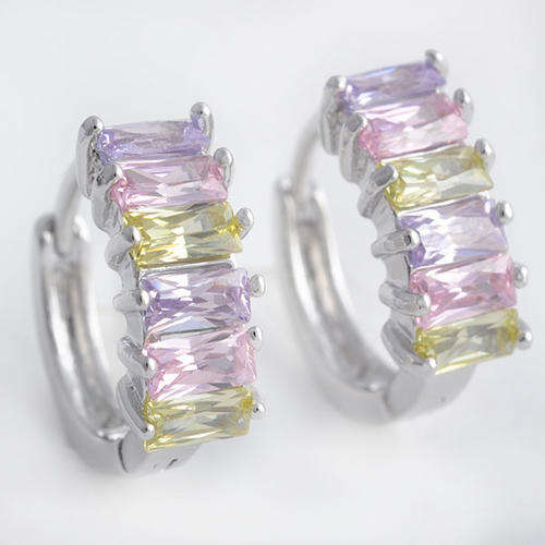 Swarovski crystal white gold filled hoop earrings