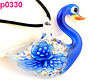 Lifelike swan flower lampwork glass pendant necklace