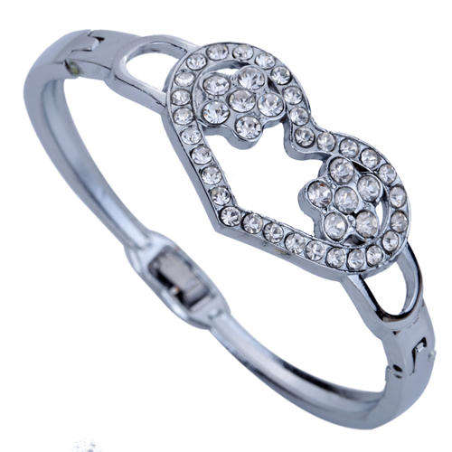 Elegant heart flower crystal bracelet