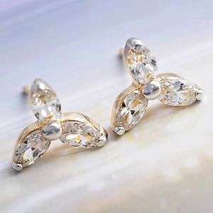Gold filled cubic zirconia clover earrings