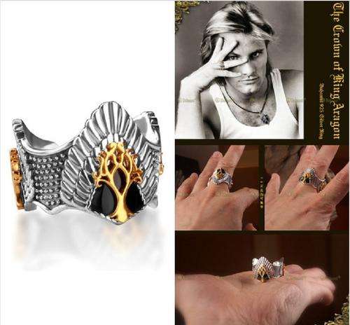Vintage Hobbit Lord of the Rings Aragorn crown silver ring