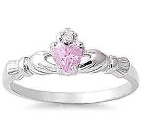Sterling silver pink sapphire ring size 8