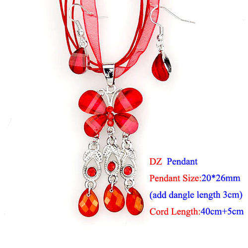 Red Rhinestone butterfly necklace & earrings set