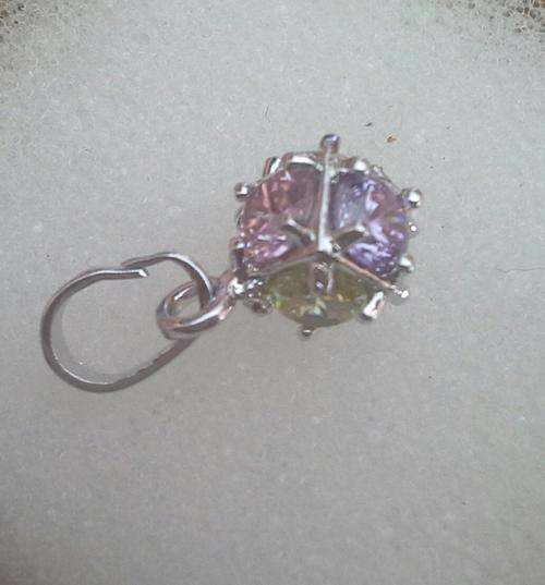 White gold filled cubic zirconia ball pendant