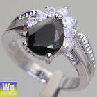 Black sapphire white gold filled ring size 5