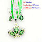 Green rhinestone crown necklace & earrings set