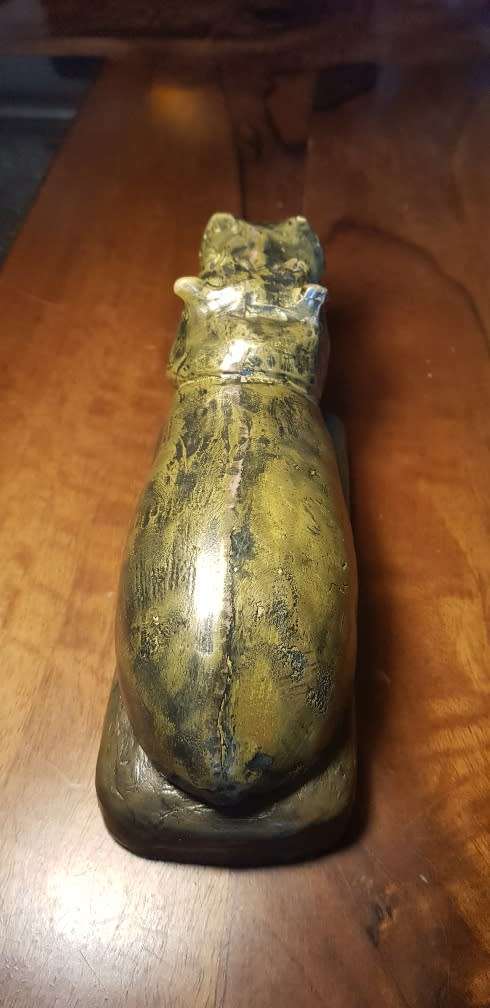 Two Bronze Cast Resin Hippos