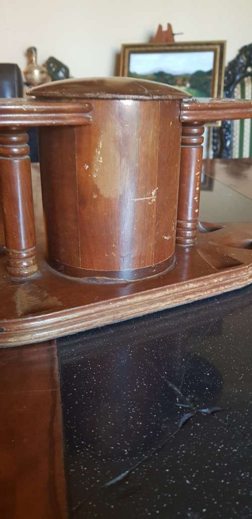 Vintage Tobacco Jar and Pipe Stand