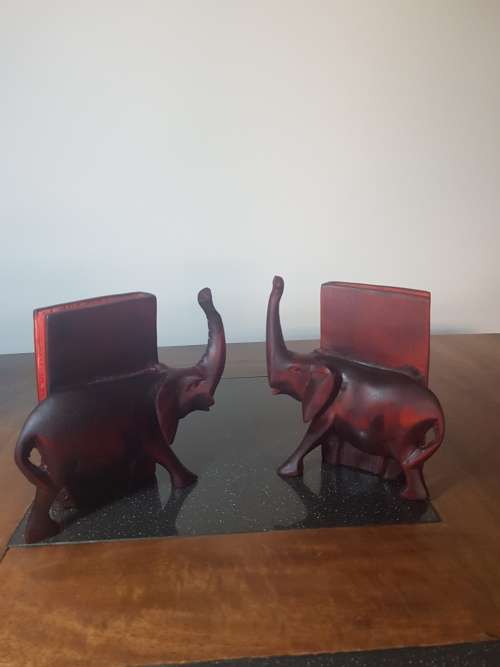 Solid wood Elephant Book Ends