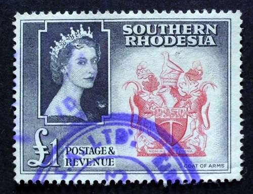 Stamp South Rhodesia 1 pound used