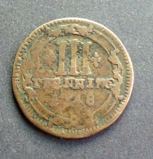 Coin Germany Munster 1748 3 pfennig used