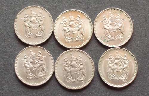 Coin Rhodesia 2 1/2 cent 1970 x6 EF