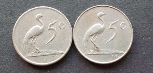 Coin RSA 5 cent x 2 1965/66