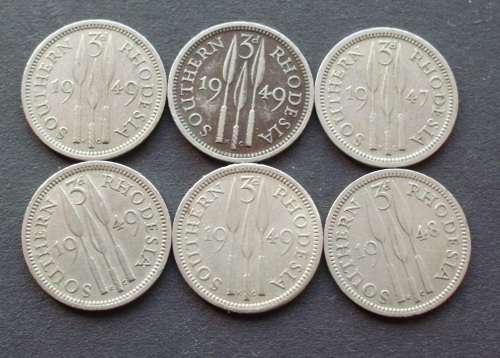 Coin Southern Rhodesia  3D x 6 mixed EF