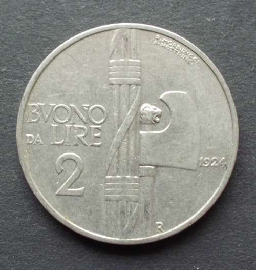 Coin Italy 2 Lire 1924r VF