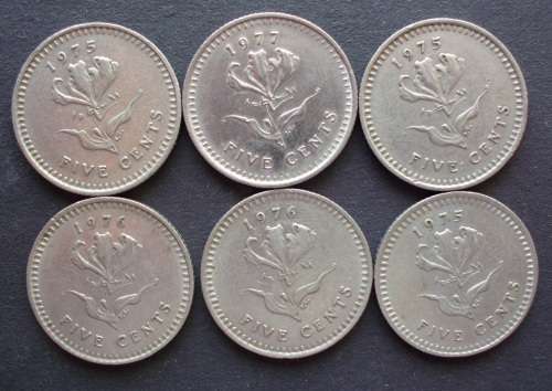 Coin Rhodesia 5 cents x 6 EF