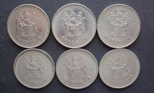 Coin Rhodesia 5 cents x 6 EF