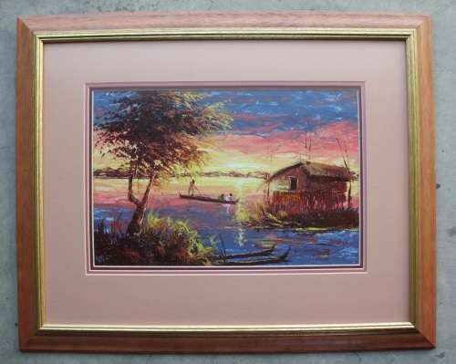 Paintings 2 x African scene framed