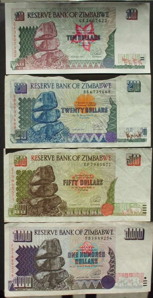 Banknote - Zimbabwe set of 4 Vf-Unc